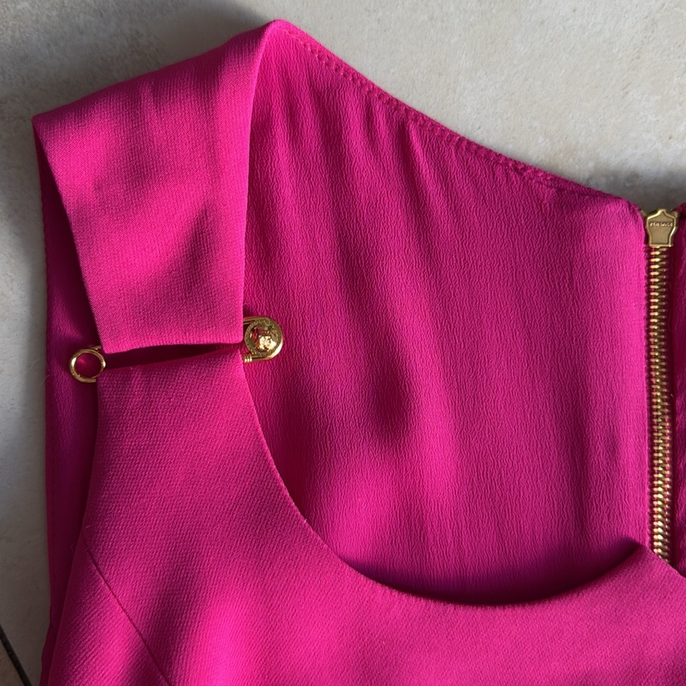VERSACE Mini Fuchsia Pink Dress with Gold Hardware SIZE 38 - Picture 2 of 15